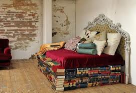 Books under a bed